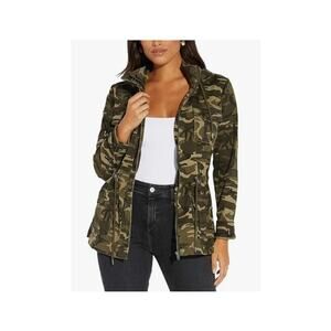 Active USA Women's Green Cotton Camo Hooded Jacket Small